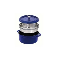 Staub Cocotte con Cestello 26 cm Blu Scura in Ghisa